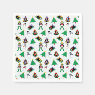 Christmas penguin skiing napkin