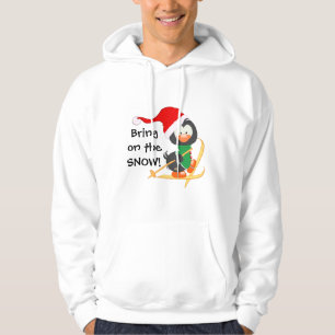 Christmas Penguin Skiing Snow Hoodie
