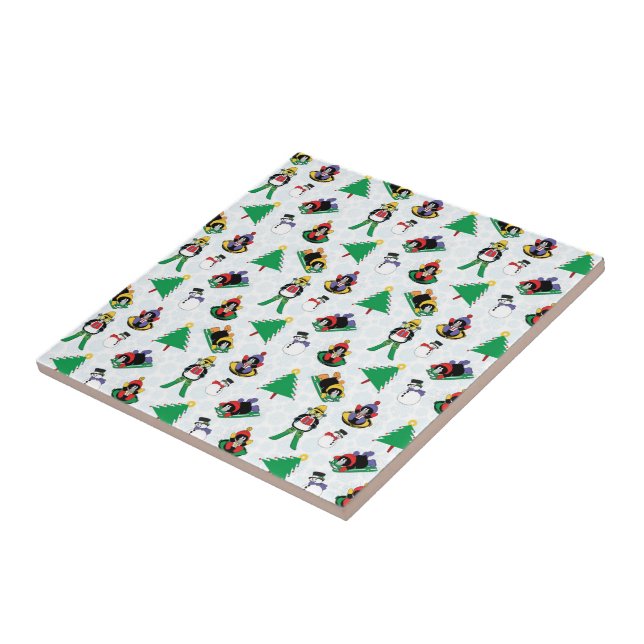 Christmas penguin skiing tile (Side)