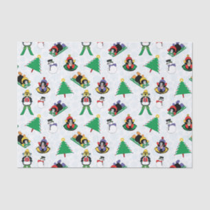 Christmas penguin skiing tissue paper