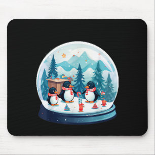 Christmas Penguin Snow Globe Scene Family Holiday  Mouse Mat