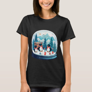 Christmas Penguin Snow Globe Scene Family Holiday  T-Shirt