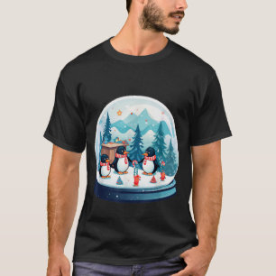 Christmas Penguin Snow Globe Scene Family Holiday T-Shirt