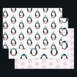 Christmas Penguin Snowflakes Whimsical Wrapping Paper Sheet<br><div class="desc">Christmas Pattern Themed Wrapping Paper Sheets Great for gift wrapping and crafts.</div>