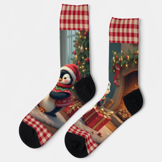 Christmas Penguin Socks (Left)