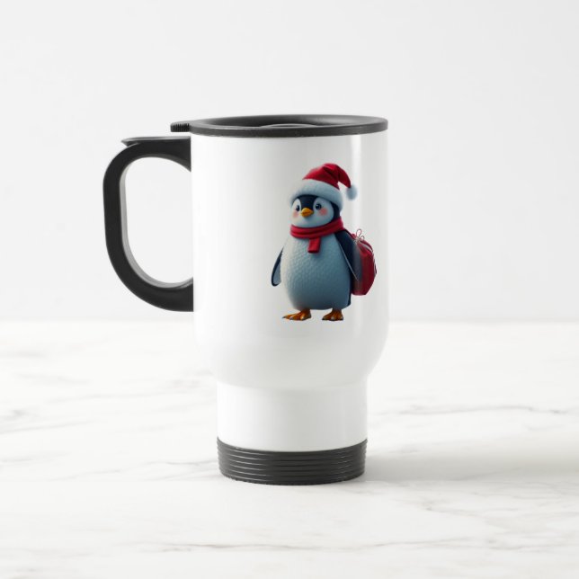Christmas penguin travel mug (Left)