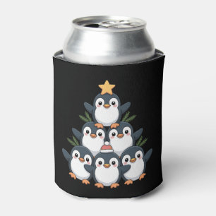 Christmas Penguin Tree Star Santa Hat Snowflake Can Cooler
