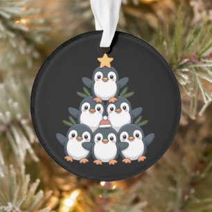 Christmas Penguin Tree Star Santa Hat Snowflake Ornament