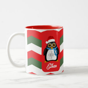 Christmas Penguin Two-Tone Coffee Mug