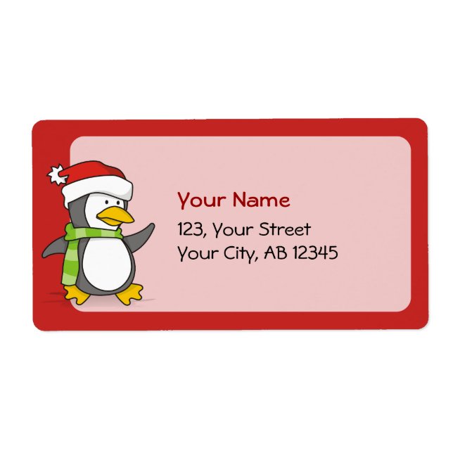 Christmas penguin walking on snow (Front)