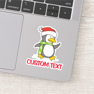 Christmas penguin walking on snow