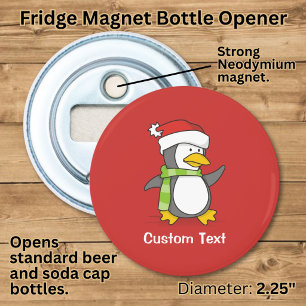 Christmas penguin walking on snow bottle opener