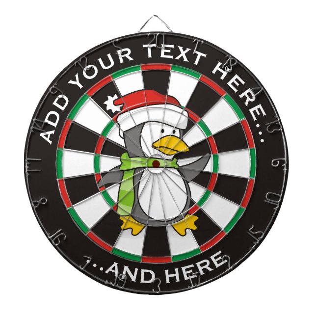 Christmas penguin walking on snow dartboard (Front)