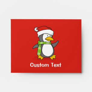 Christmas penguin walking on snow envelope