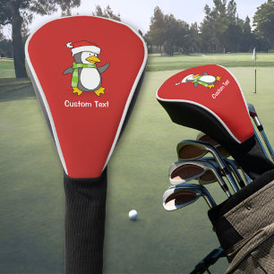 Christmas penguin walking on snow golf head cover