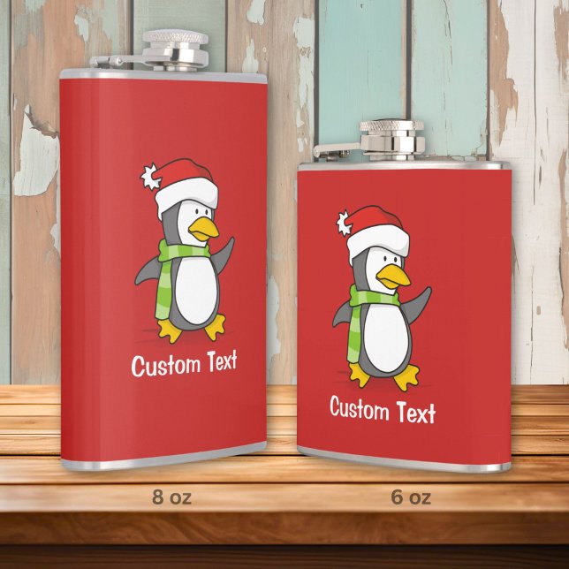 Christmas penguin walking on snow hip flask (Creator Uploaded)