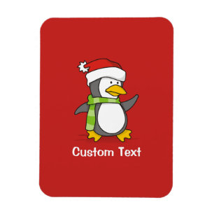 Christmas penguin walking on snow magnet