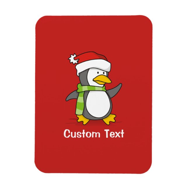 Christmas penguin walking on snow magnet (Vertical)
