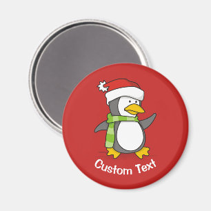 Christmas penguin walking on snow magnet