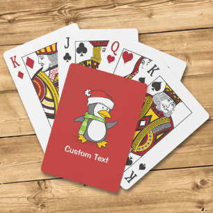 Christmas penguin walking on snow playing cards