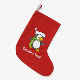 Christmas penguin walking on snow small christmas stocking