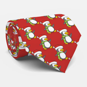 Christmas penguin walking on snow tie