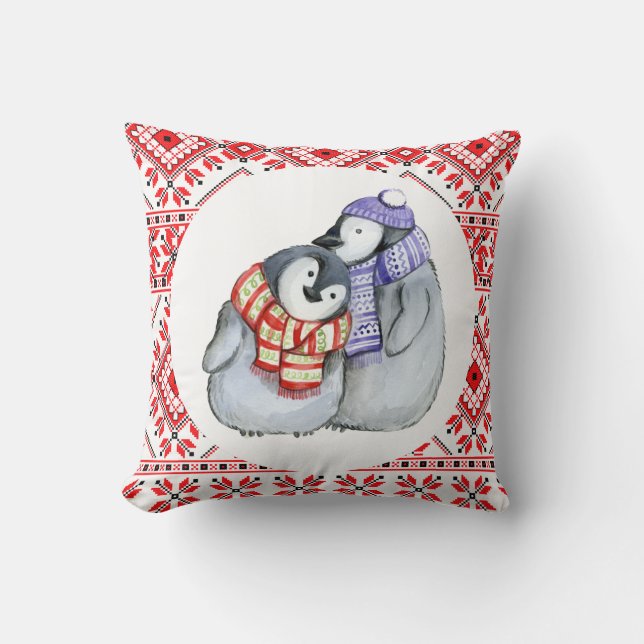 christmas penguin winter animals decoration  cushion (Front)
