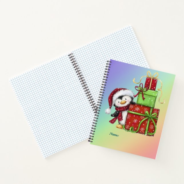 Christmas Penguin with Gifts - Festive Fun Decor Notebook (Inside)