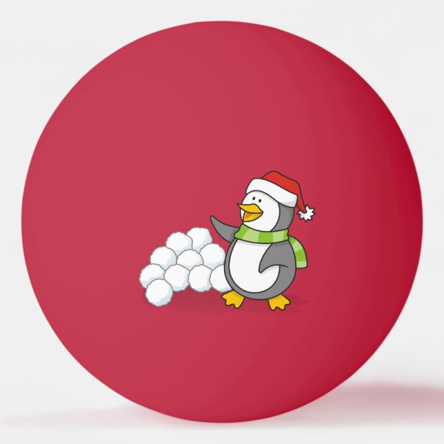 Christmas penguin with snow balls waving (Front)