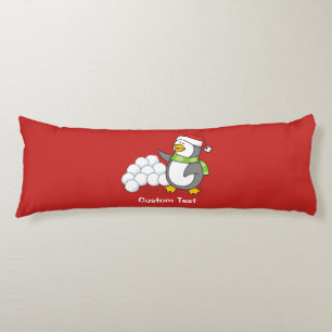Christmas penguin with snow balls waving body cushion