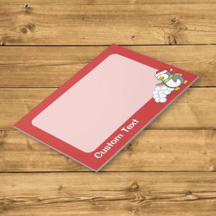 Christmas penguin with snow balls waving notepad