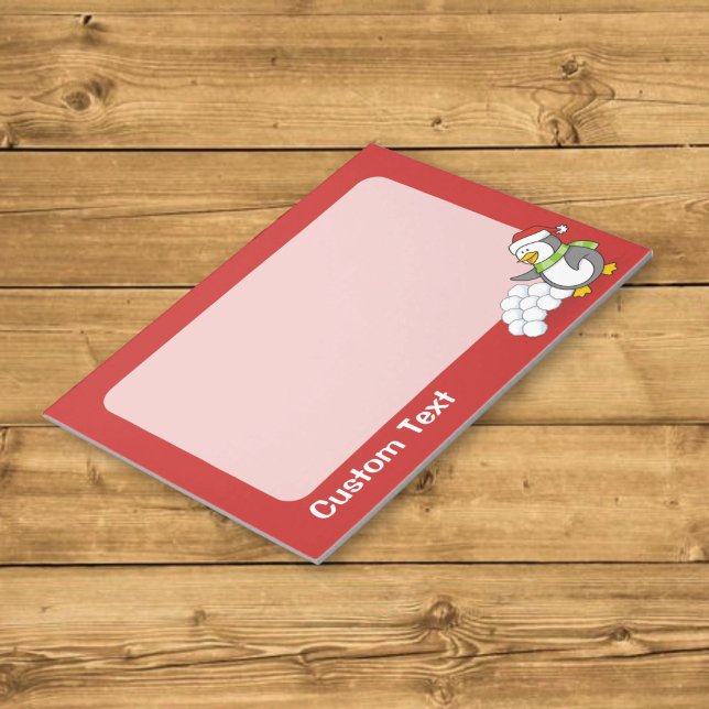 Christmas penguin with snow balls waving notepad (Creator Uploaded)