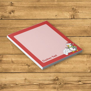 Christmas penguin with snow balls waving notepad