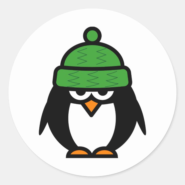 Christmas penguin with winter hat cartoon stickers (Front)