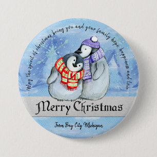 Christmas Penguins 7.5 Cm Round Badge