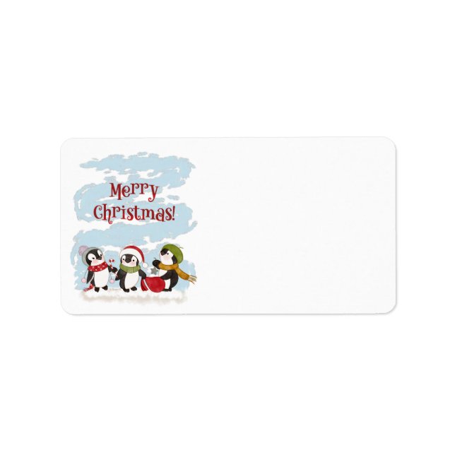 Christmas Penguins Address Labels (Front)