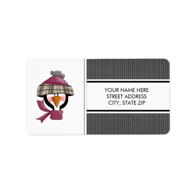 Christmas Penguins Address Mailing Labels (Front)