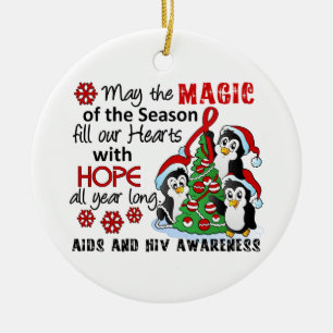 Christmas Penguins AIDS HIV Ceramic Tree Decoration