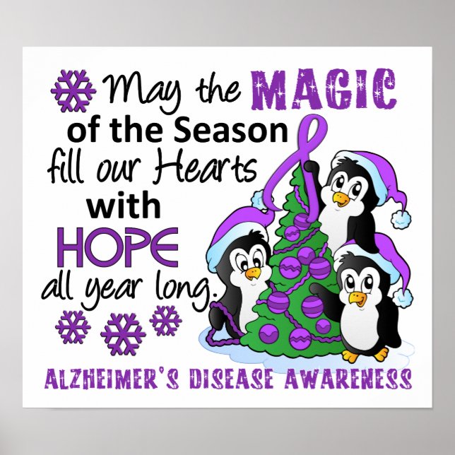 Christmas Penguins Alzheimer's Disease Poster (Front)