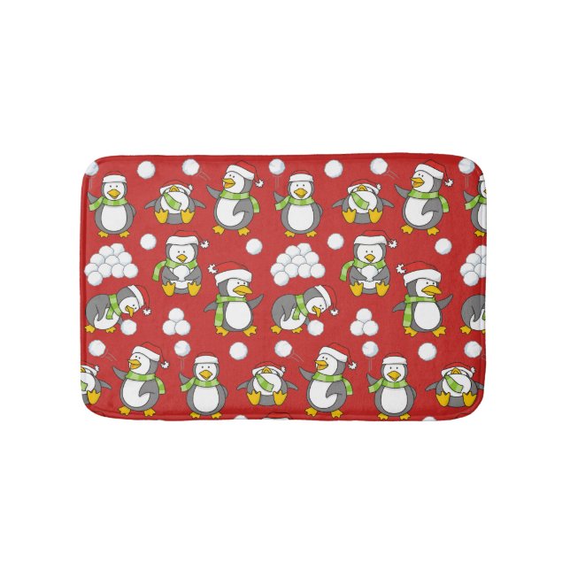 Christmas penguins background bath mat (Front)