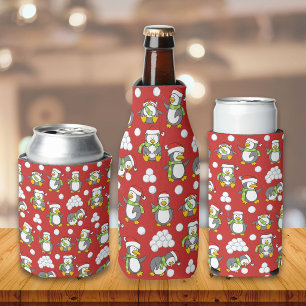 Christmas penguins background bottle cooler