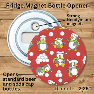 Christmas penguins background bottle opener