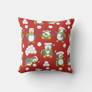 Christmas penguins background cushion