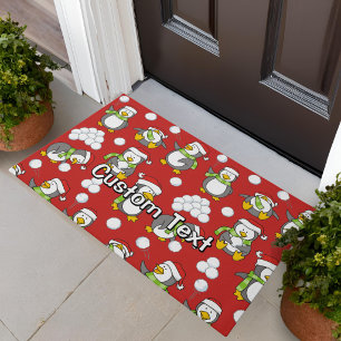 Christmas penguins background doormat