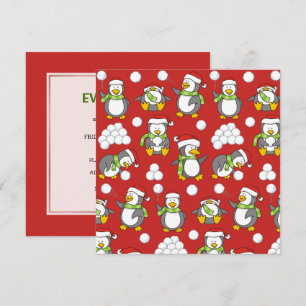Christmas penguins background invitation