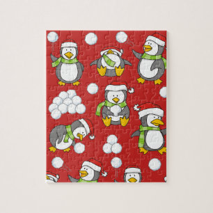 Christmas penguins background jigsaw puzzle