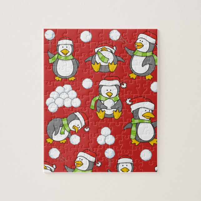 Christmas penguins background jigsaw puzzle (Vertical)