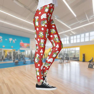 Christmas penguins background leggings