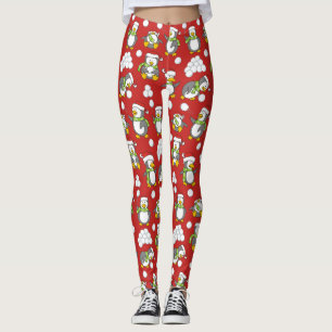 Christmas penguins background leggings