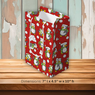 Christmas penguins background medium gift bag